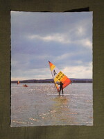 Képeslap,Balaton,szörf,hullámlovas látkép,részlet,1986-