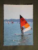 Képeslap,Balaton,szörf,hullámlovas látkép,részlet,1986-