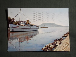 Képeslap,Balaton,kikötő,hajóállomás,sétahajó,Badacsony látkép,részlet,1976-