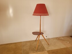 Régi retro Iparművészeti 3 lábú állólámpa lerakó asztallal mid century
