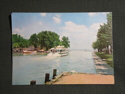 Képeslap,Balaton,Siófok,móló,kikötő,hajóállomás,Megyer sétahajó látkép,részlet,1973-
