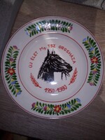 Hollóházi porcelán emlék/dísz falitányér. 24 cm. Orosháza. Hibátlan. Jelzett