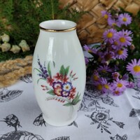 Hollóházi porcelán virágos váza kézi festésű