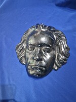 Csapváry-Csapek Károly Beethoven kerámia fali maszk fekete mázas