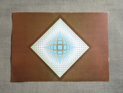 Képeslap,Pécs,Vasarely múzeum,Victor Vasarely,Vega-blue festmény,1976-