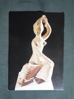 Képeslap,Győr,Xantus múzeum,Kovács Margit,Fésülködő Dáma kerámia,1979-