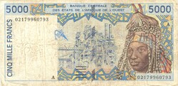 5000 frank francs 2002 Nyugat Afrika Elefántcsontpart
