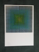 Képeslap,Pécs,Vasarely múzeum,Victor Vasarely,Zoeld-V festmény,1976-