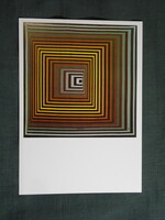 Képeslap,Pécs,Vasarely múzeum,Victor Vasarely,Vonal-feng festmény,1976-