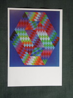 Képeslap,Pécs,Vasarely múzeum,Victor Vasarely,Ambigu-B festmény,1976-
