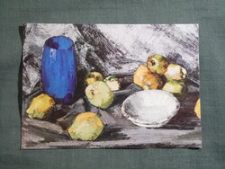 Képeslap,Budapest,Nemzeti múzeum,Vaszary János,Birskörték festmény,1973-