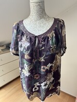 Izgalmas pamut/muszlin lenge nyári blúz barnás árnyalat