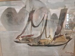 Vitorlások - Szamosi? jelzéssel festmény