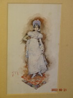 EMANUELLE BRUGNOLI (BOLOGNA 1859-VENEZIA 1944 ):DÍSZES ÖLTÖZETŰ LÁNY