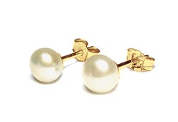 14kt vagy 18 karátos arany fülbevaló édesvízi tenyésztett gyöngy fehér igazgyöngy ékszer díszdobozos