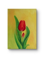 Anyaság olajfestmény, 30x40 cm, olaj-vászon, virágos, tulipán, tavaszi, színes, modern, csendélet