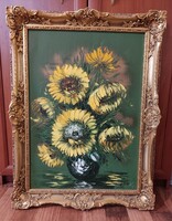 Bánkuti Gertrúd: Napraforgók olajfestmény