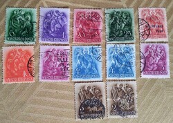 Magyar bélyeg szt. istván 12  db ( felül béllyegzés 20 f .Hazatérés.