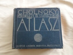 Cholnoky Jenő földrajzi és statisztikai atlasz 155 térkép 1934-es kiadás.