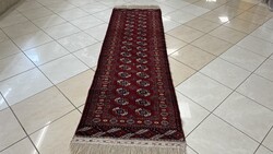 3869 EREDETI Üzbegisztáni Tekke kézi  gyapjú perzsa futó Szőnyeg 80X265CM INGYEN FUTÁR