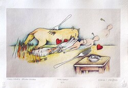 Ef Zámbó István - Vadászkaland vacsora közben 41 x 59 cm computer print, merített papír