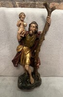 Szent Kristóf nagyméretű fa szobor.