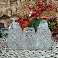 Bohemia csehszlovák üveg asztali fűszertartó készlet
