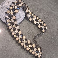 Ezüstözött kristály  nyakék  2 cm-es