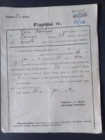Régi fizetési ív Vörös Károlyné termelő üzlete, italmérési illeték  Újpest 1936