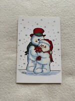 Postatiszta kinyitható Karácsonyi  Hóemberes  képeslap                        -23.