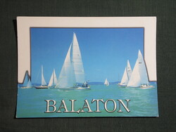 Képeslap,Balaton,vitorlás hajó látkép,részlet,1993-