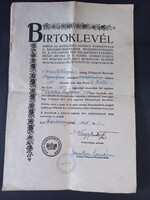 Birtoklevél Nagymagocs/Árpádhalma dűlőn föld ingatlan birtokba adásáról - Szentetornya 1946