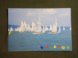 Képeslap,Balaton,vitorlás hajó látkép,részlet,1993-