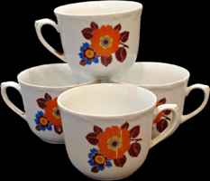 AKCIÓS! Retro KAHLA porceláncsésze szett (GDR) – 4 db, virágmintás