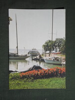 Képeslap,Balaton,Balatonkenese honvéd üdülő,móló,kikötő,vitorlás hajó látkép,részlet,1983-