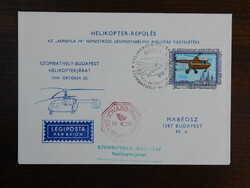 1974. Delizsánsz posta, emlékbélyegzés Aerofila, helikopterjárat Szombathely-Budapest