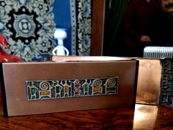Mid century-Retro  Retro iparművészeti kártyadoboz rézből ,, Tálcával  Két oldalra nyíló fiókkal,, R