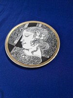 Szász Endre - Hollóházi porcelán falitányér 15,5 cm pillangós