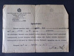 Magyar Állami Vas,- Acél és Gépgyárak Igazolványa Budapest -Orosháza útvonalra 1946