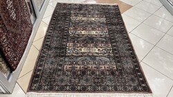 3898 PAKISZTÁNI KAUKÁZUSI MINTÁS KÉZI GYAPJÚ PERZSA SZŐNYEG 125X185CM INGYEN FUTÁR