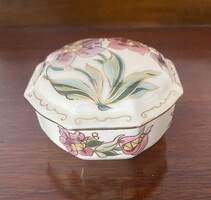Zsolnay porcelán bonboniere 85mm nyolc szögletes