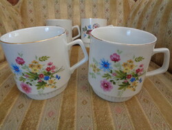 Retro régi jelzett Zsolnay porcelán bögre virágmintás