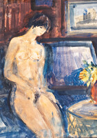 Tibor Göldner (1929- ): Nude, watercolor