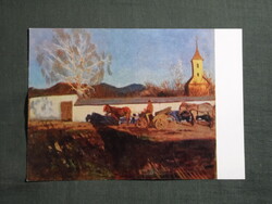 Képeslap,Budapest,Nemzeti múzeum,Ferenczy Károly,Márciusi est festmény,1969