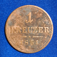 1 Krajcár, 1851 Verdejel ''B'' - Körmöcbánya (Osztrák Birodalom,I. Ferenc József) (329)