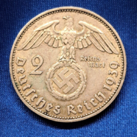 Horogkeresztes ezüst birodalmi 2 Márka 1939. J (146)