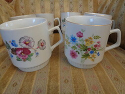 Retro régi jelzett Zsolnay porcelán bögre virágmintás