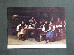 Képeslap,Budapest Nemzeti múzeum,Munkácsy Mihály,Újoncok festmény,1973