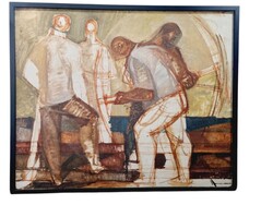 Csavlek András: Munkások c. olaj festmény - 50903