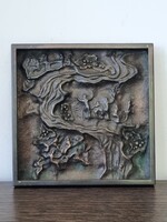 Decorative Embossed Copper Plate, Wall Art with Detailed Scenes